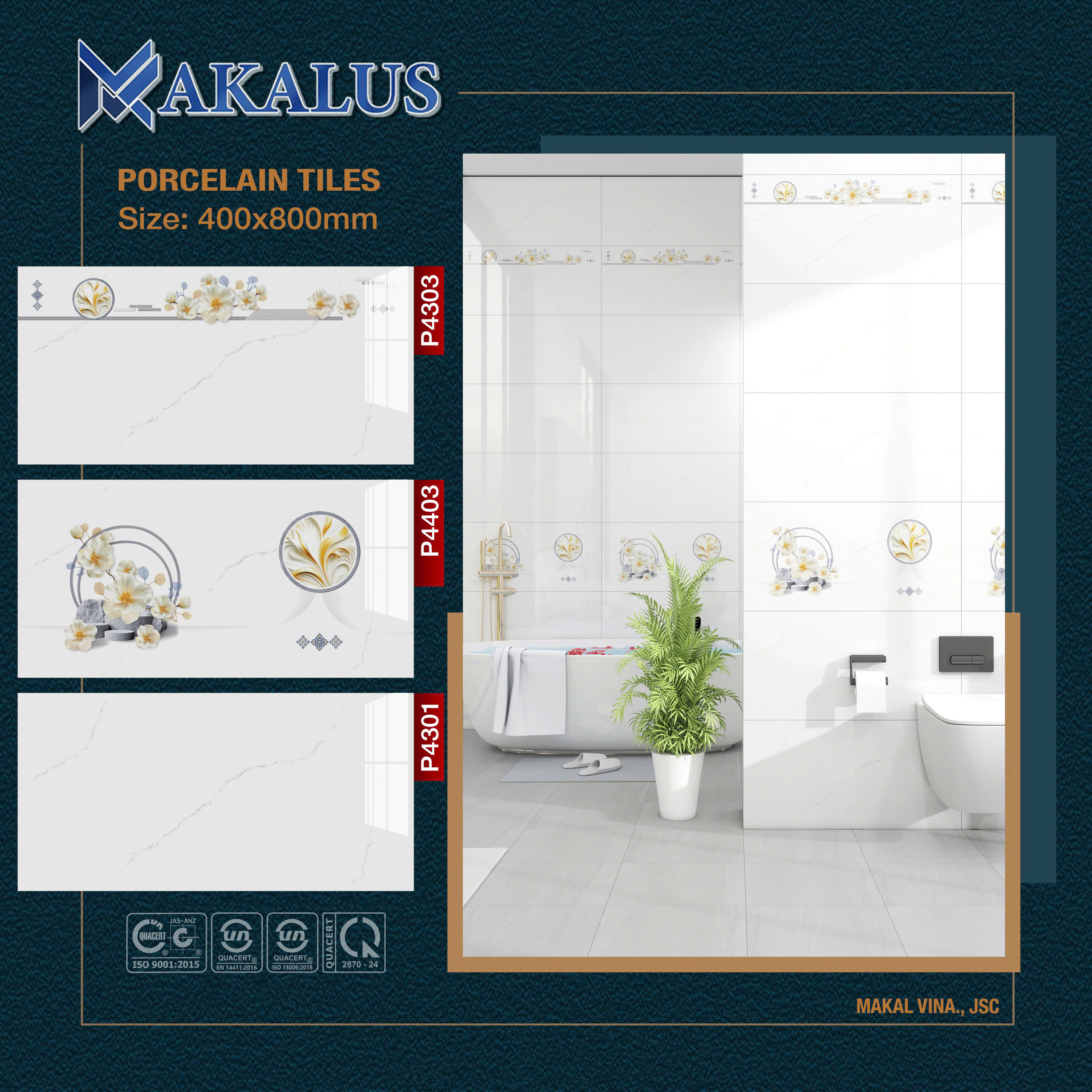 Gạch ốp tường 40x80 mã P4303 đá