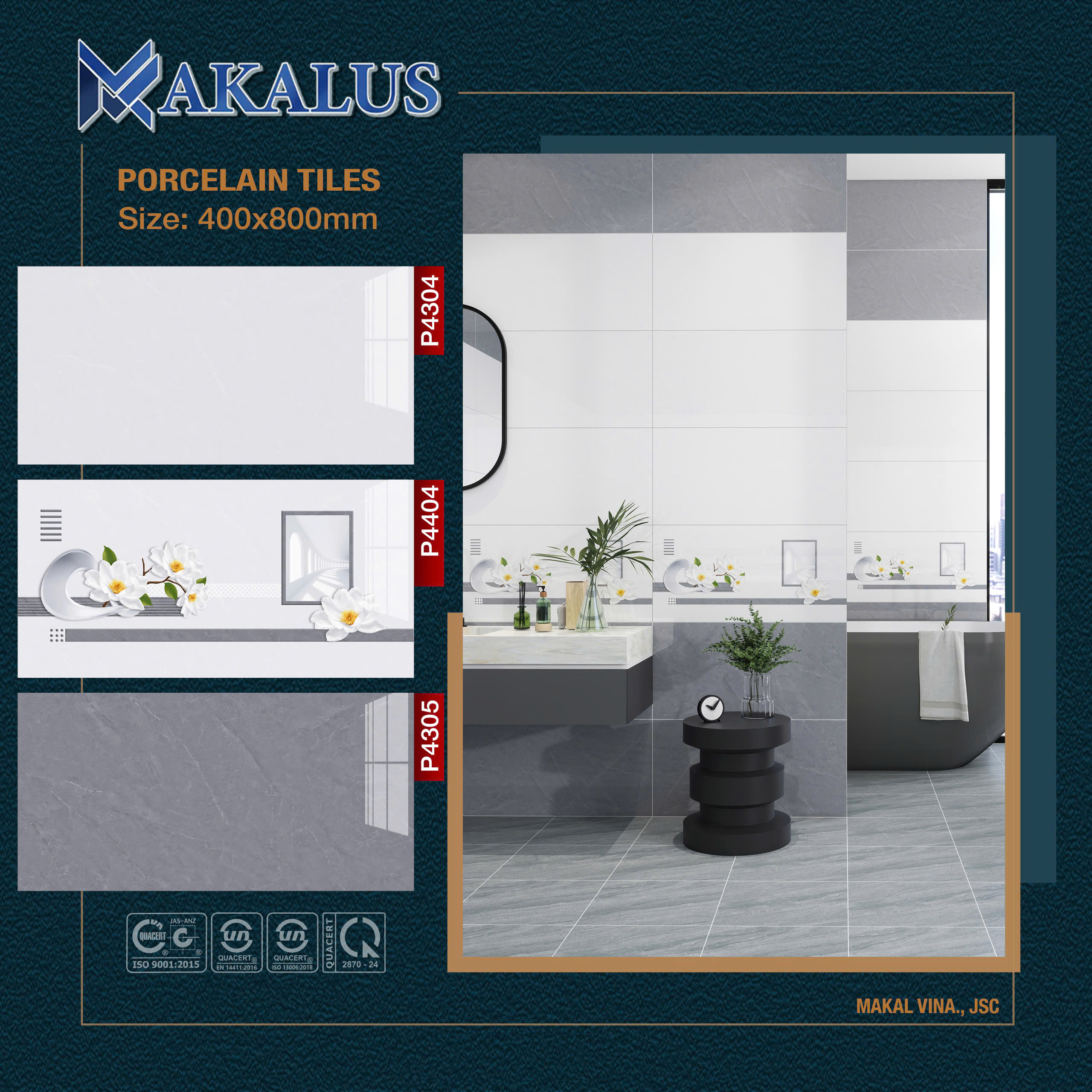 Gạch ốp tường 40x80 mã P4304 đá