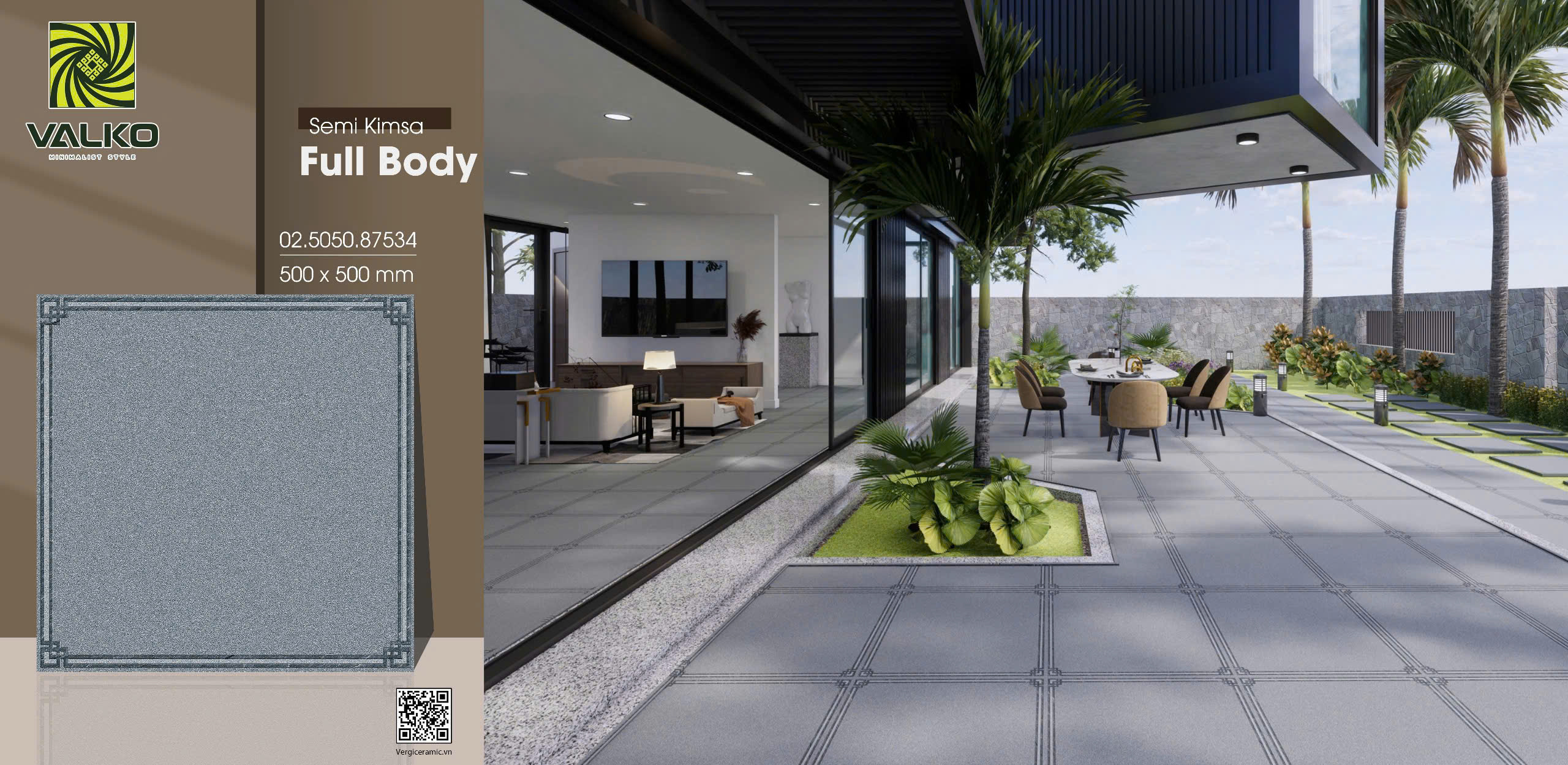 Gạch đá sân vườn 50x50 mã 87534